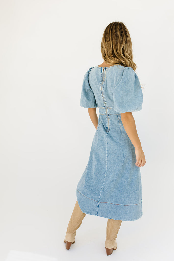 sara beth denim midi dress *restocked*