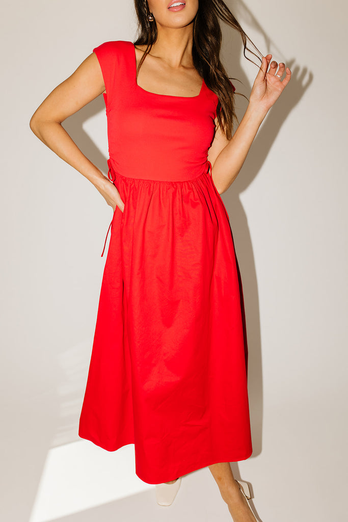 afterglow midi dress // red