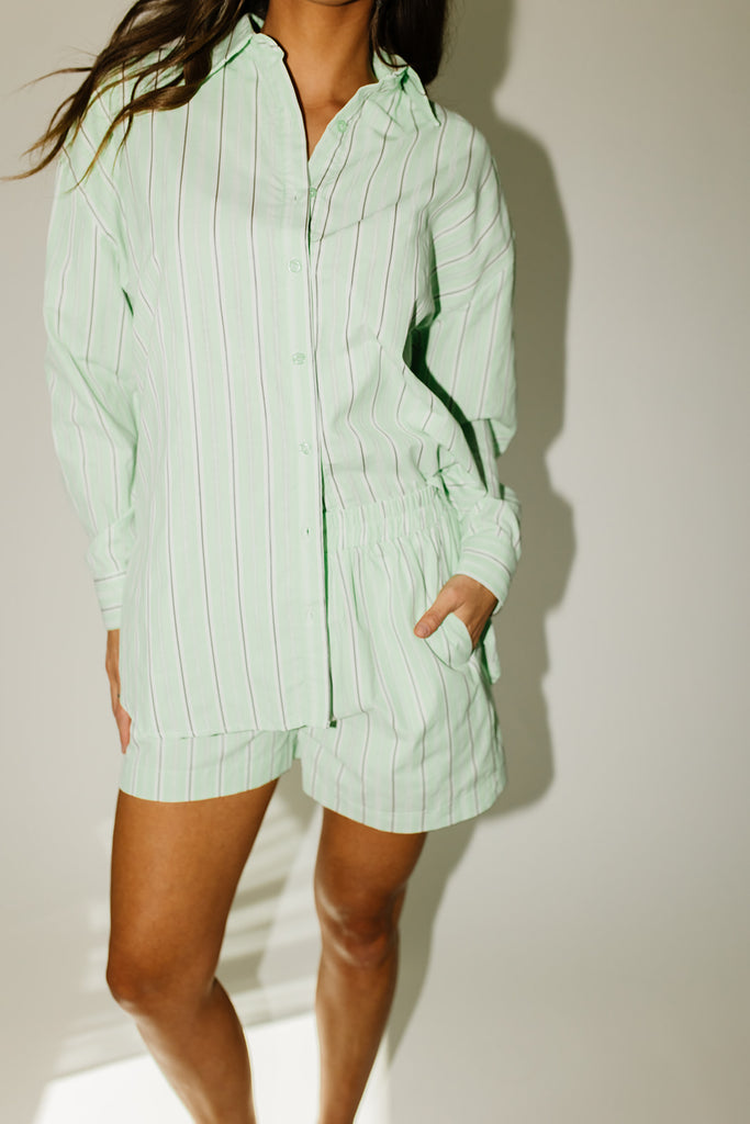 peppermint striped set // green