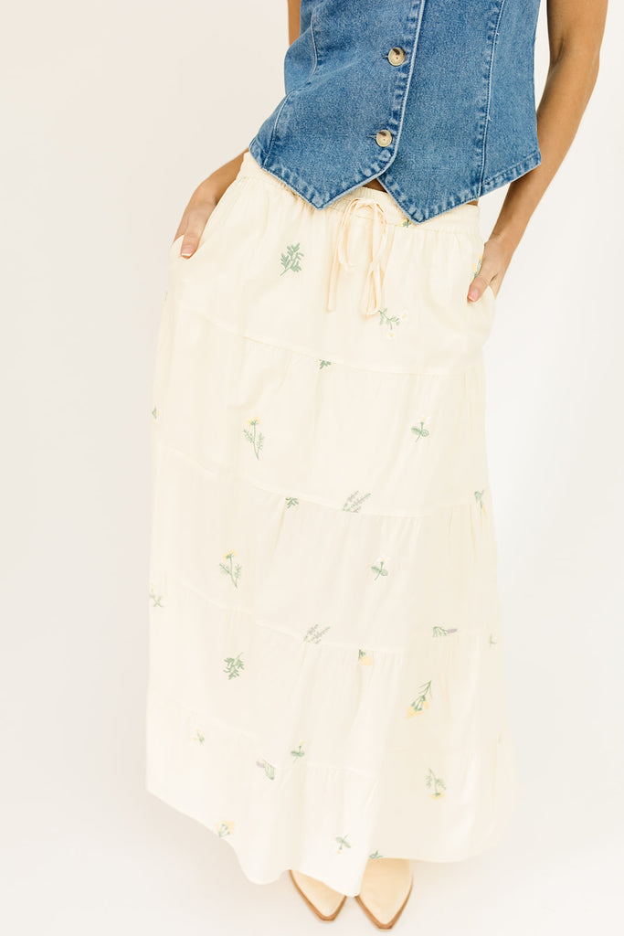 celine floral maxi skirt