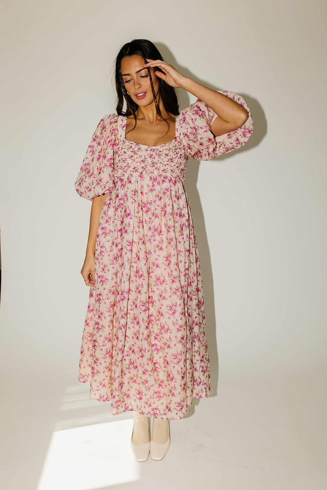 SinceThen★French style floral dress with puff sleeves ST25 Amazon.com: Mluvpxey French Puff Sleeve Pink Floral Dress