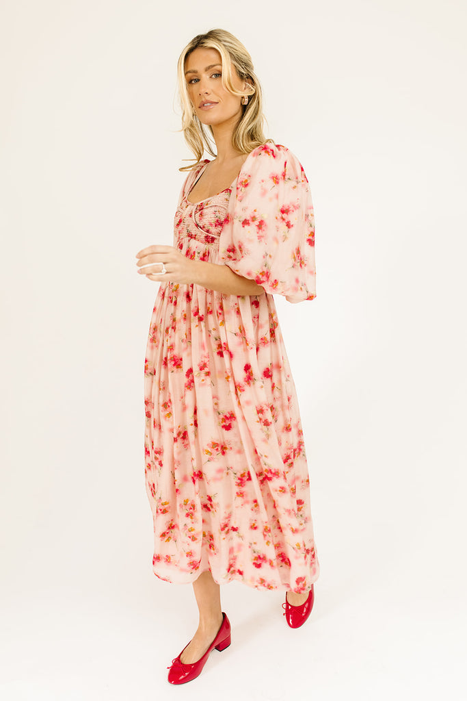 gala midi dress // pink watercolor *zoco exclusive*