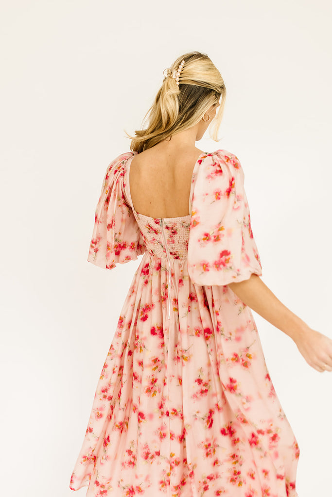 gala midi dress // pink watercolor *zoco exclusive*