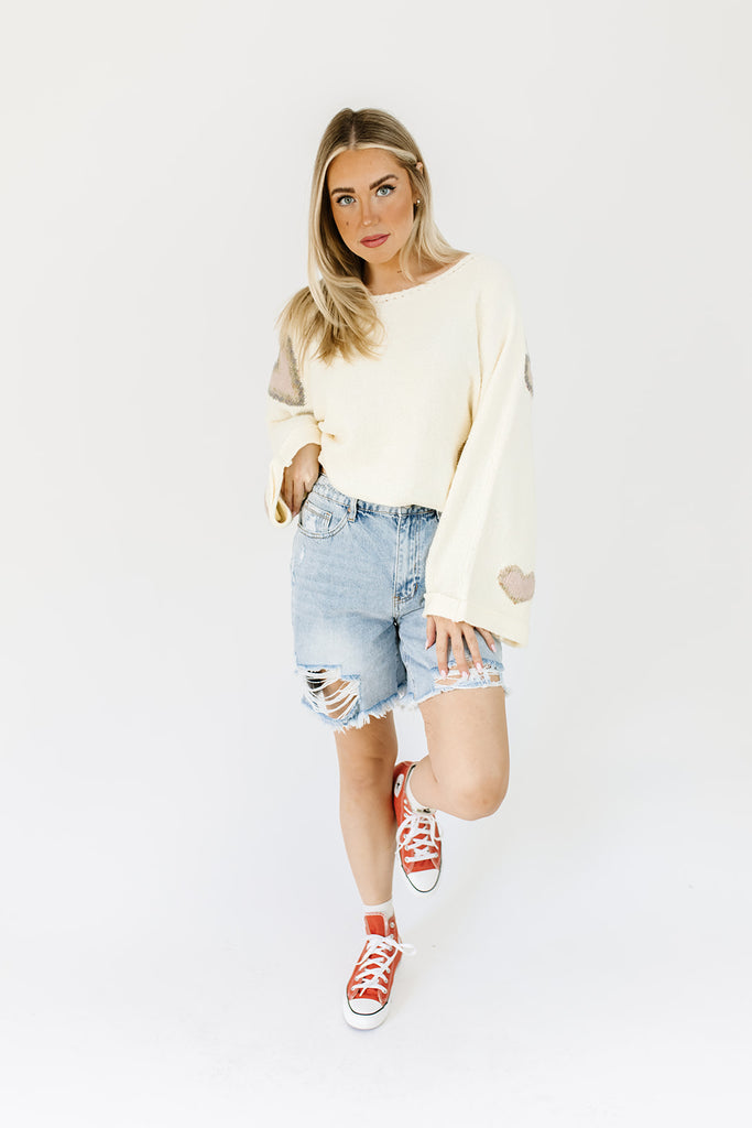 savvy distressed denim shorts