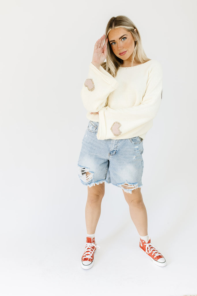 savvy distressed denim shorts