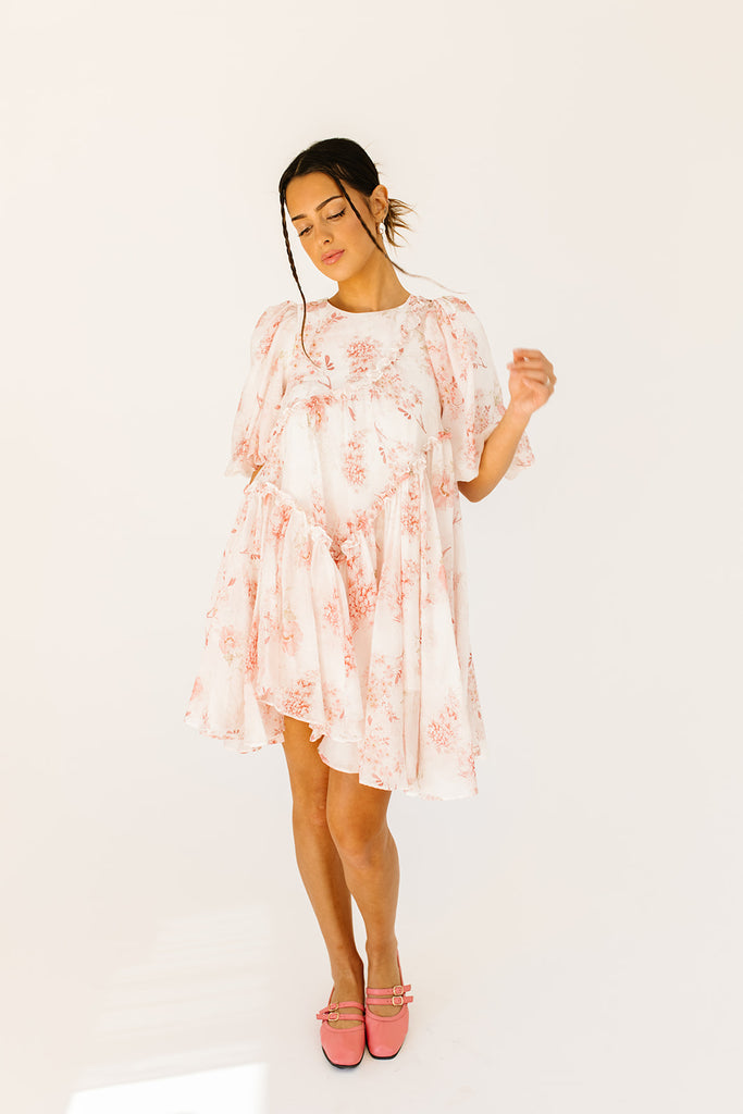 roman puff sleeve dress // pink *zoco exclusive*