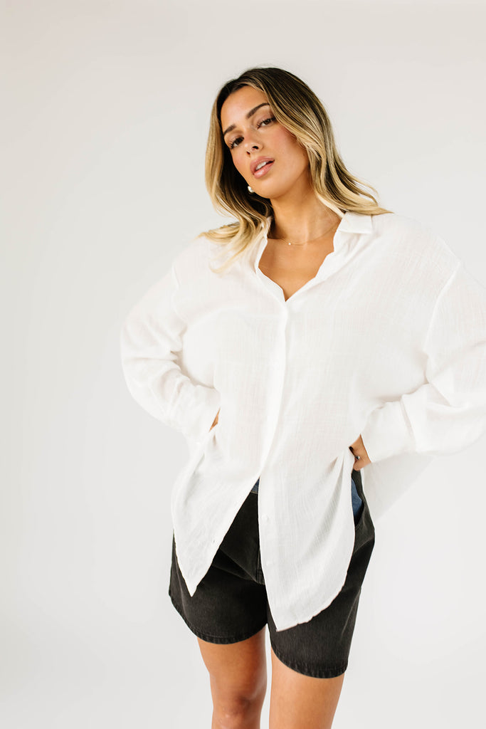 wendy button up // white
