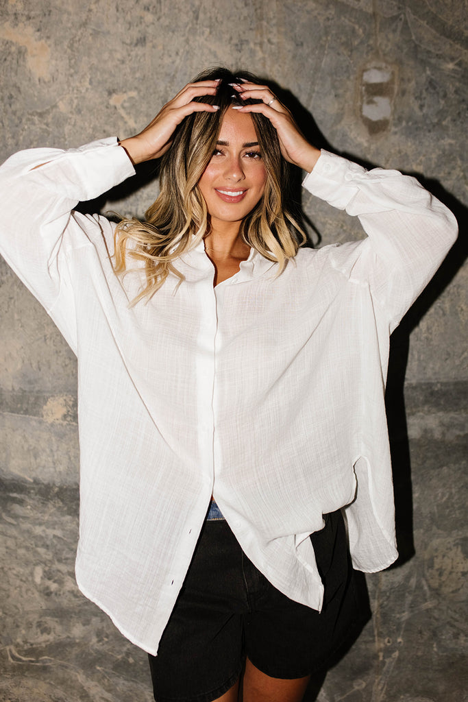 wendy button up // white