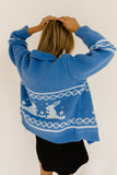 bunny zip up sweater // blue