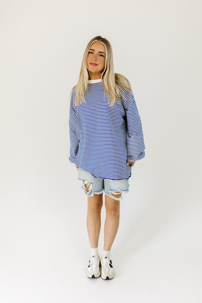 stone cold striped top // royal blue *preoder*