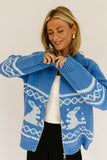 bunny zip up sweater // blue