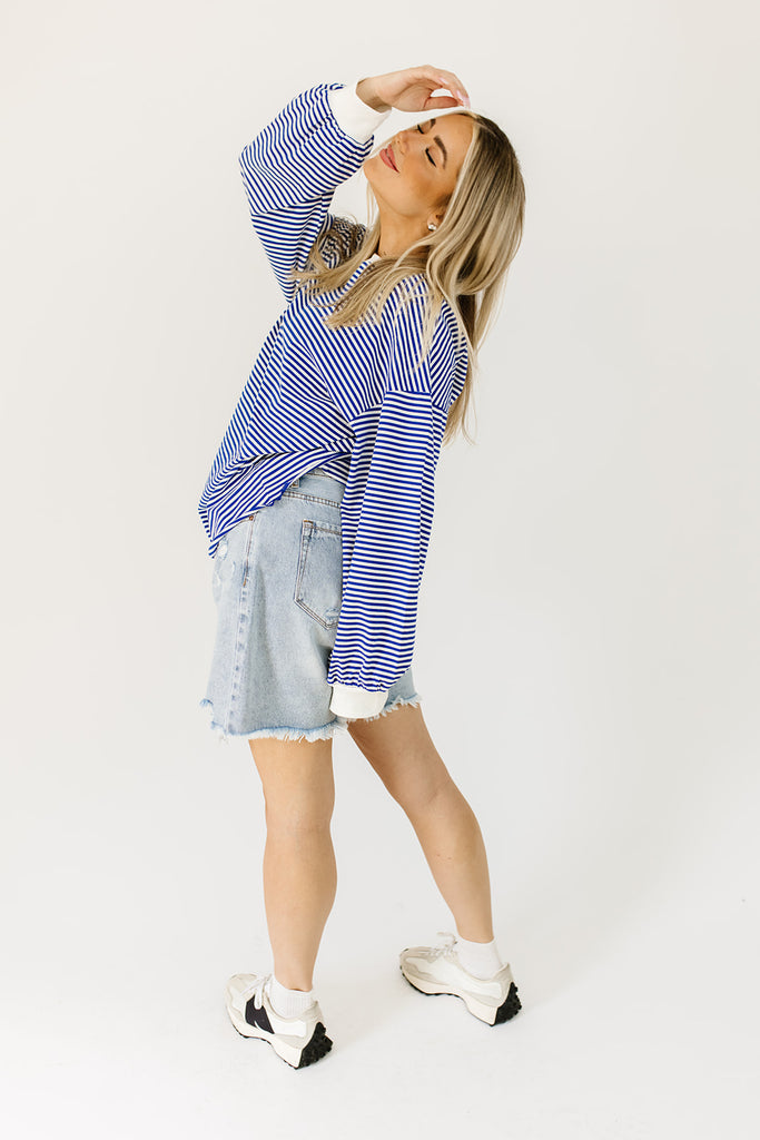 stone cold striped top // royal blue *preoder*