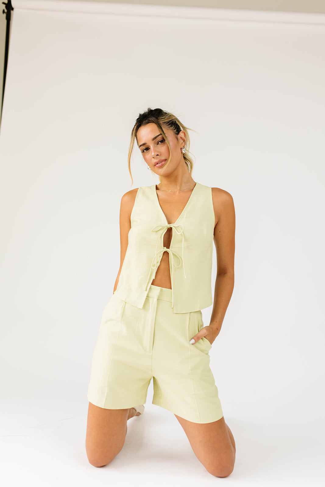 ◆JO'S LOUNGE◆ Modal w Pistachio Short Pajama Set Pistachio MODAL] (w) Pistachio Short Pajama Set - JO'S LOUNGE