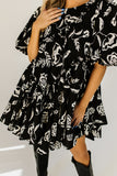 roman puff sleeve dress // black