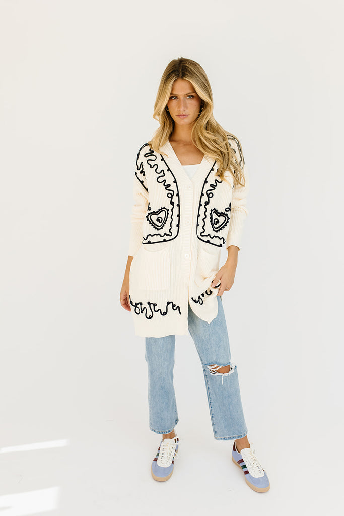 adele embroidered cardigan