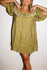mini good luck puff sleeve dress // green floral *zoco exclusive*