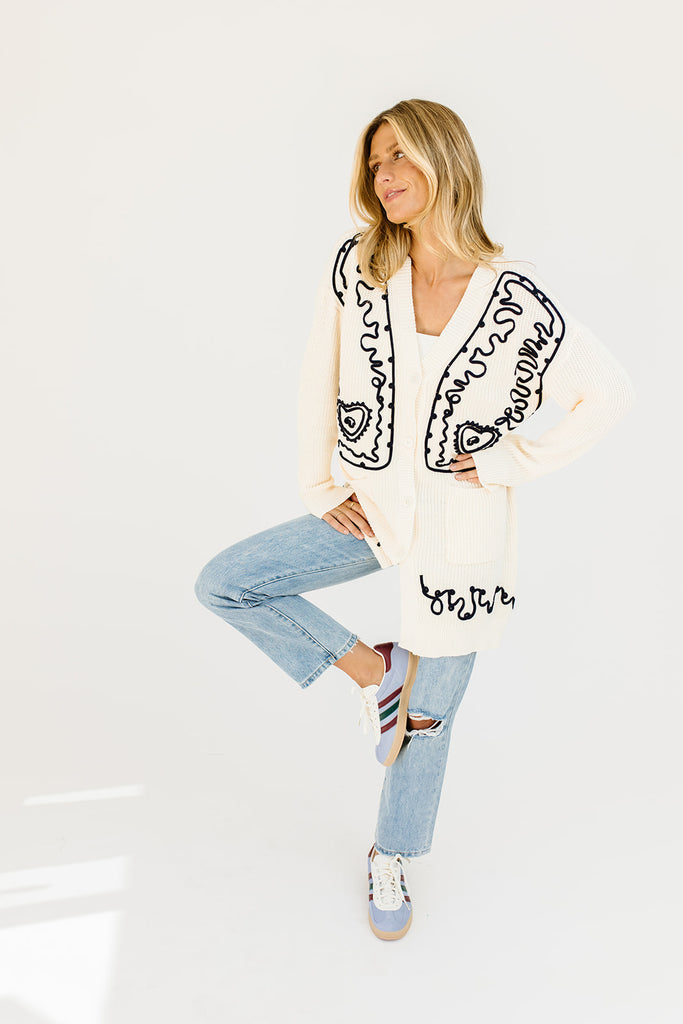 adele embroidered cardigan