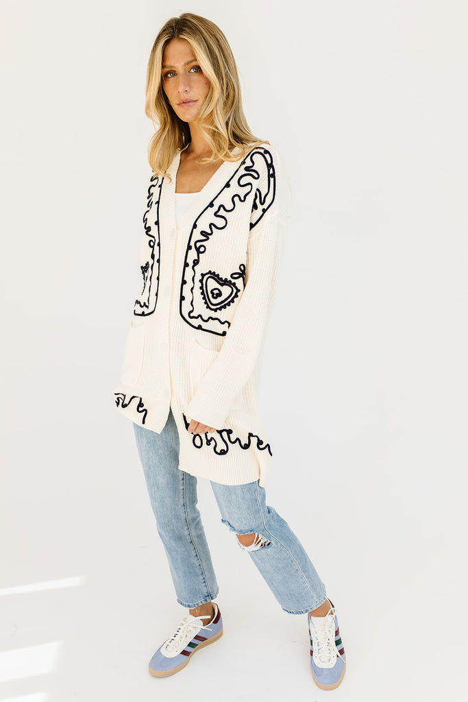 adele embroidered cardigan