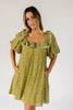 mini good luck puff sleeve dress // green floral *zoco exclusive*