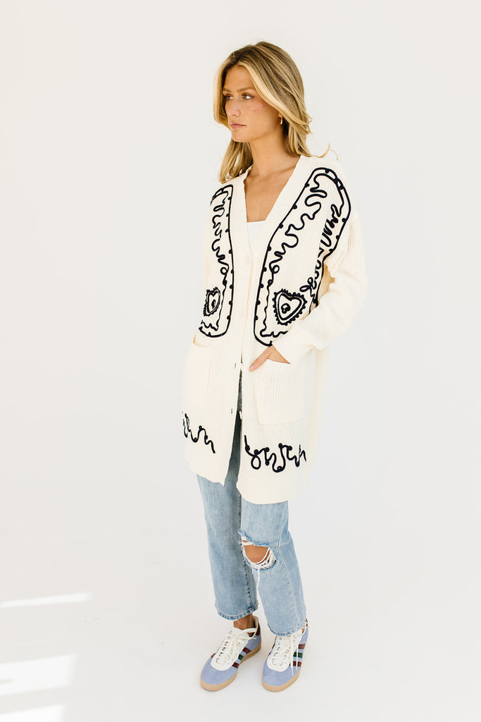 adele embroidered cardigan