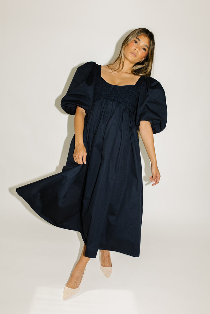 gala midi dress // navy