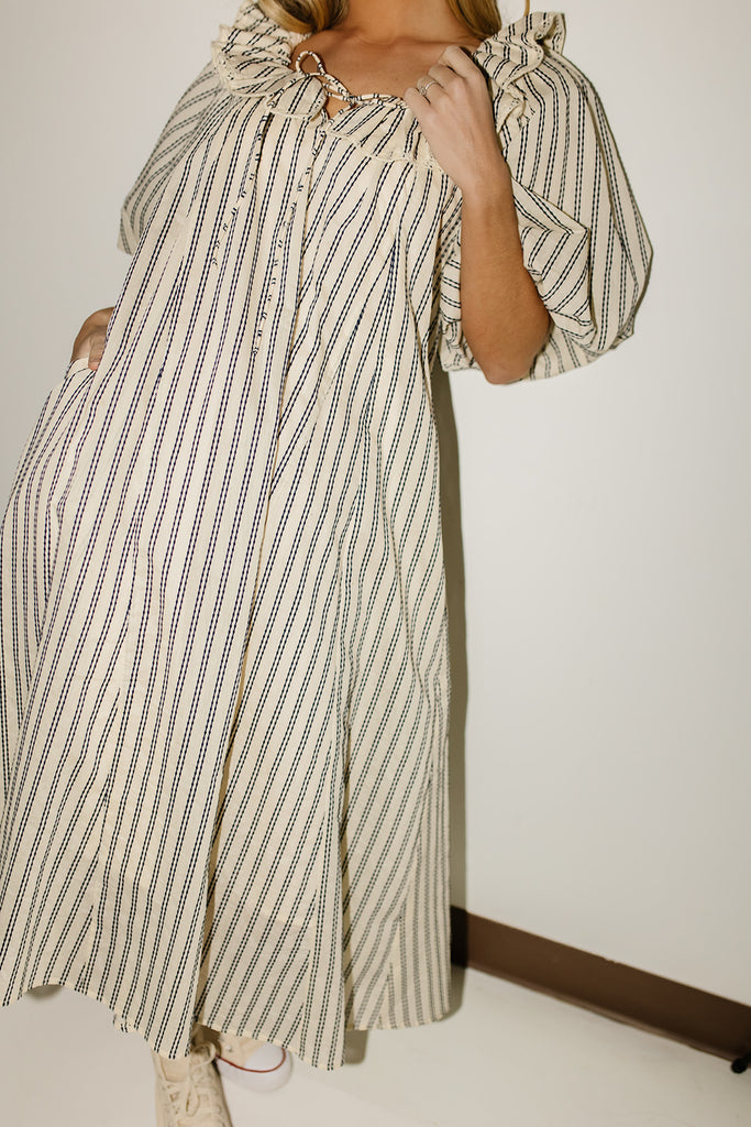 good luck puff sleeve dress // blue stripes *zoco exclusive*