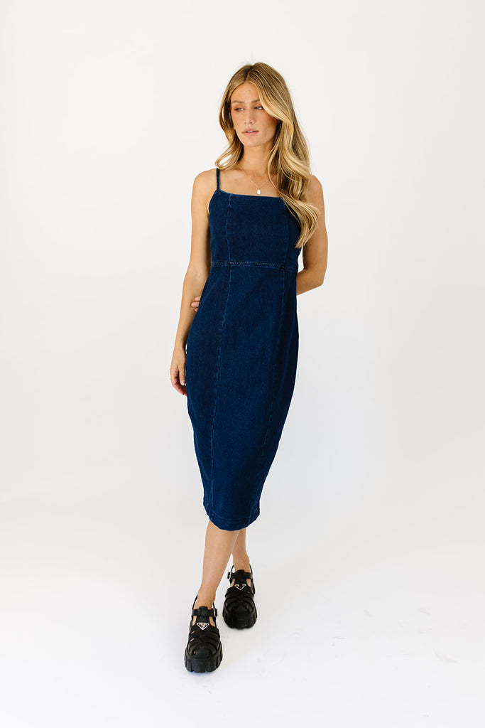 darla denim midi dress