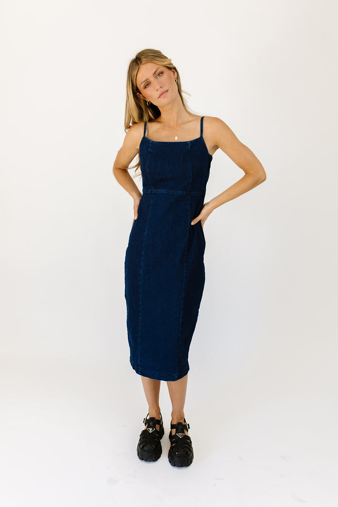 darla denim midi dress