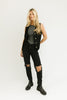 aura button down denim vest // black