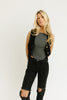 aura button down denim vest // black