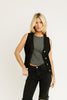 aura button down denim vest // black