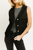 aura button down denim vest // black