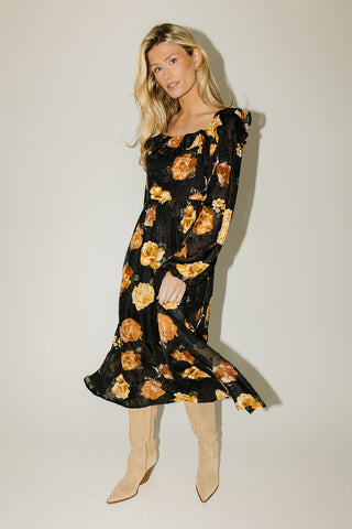 dahlia floral maxi dress // mocha
