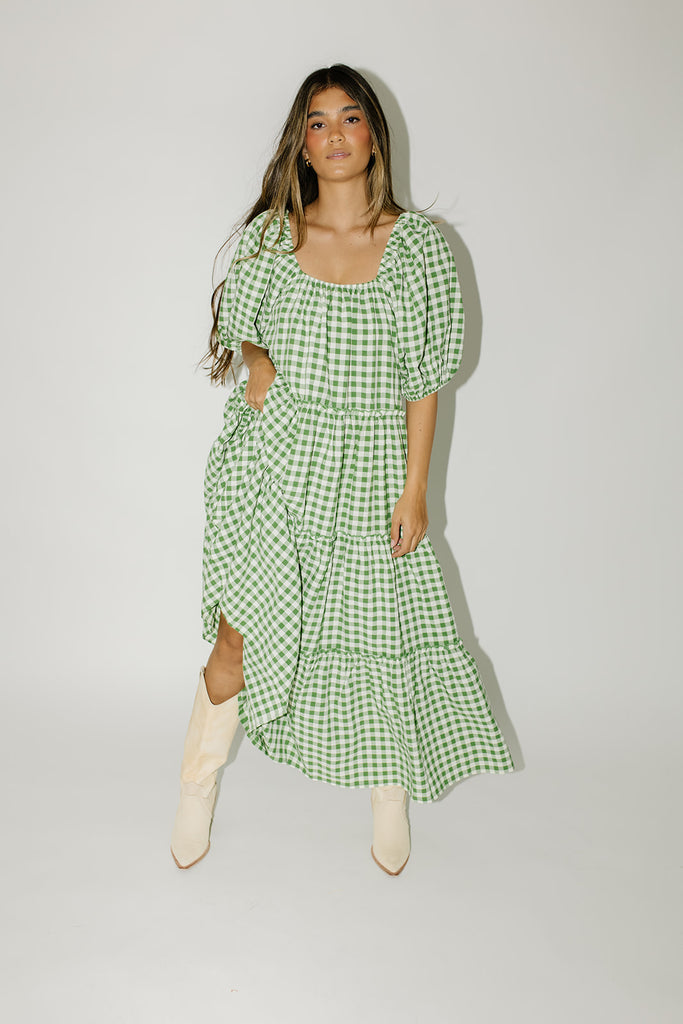 daymaker dress // green gingham *zoco exclusive* – shop zoco