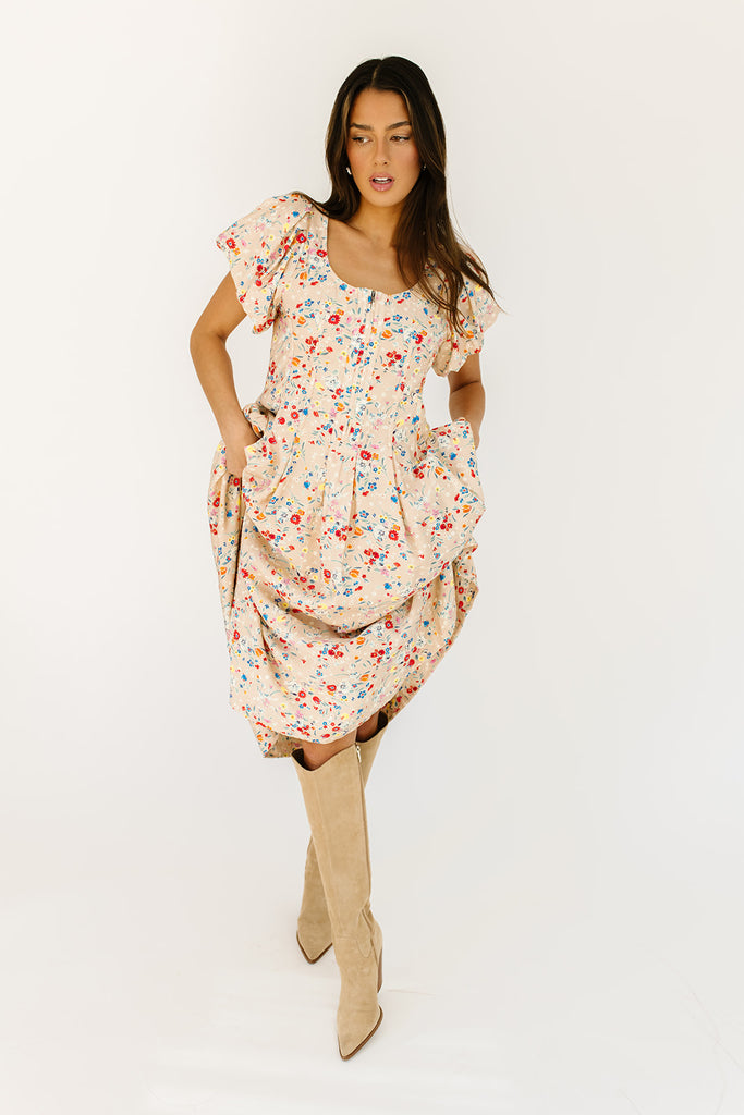 doe zipper midi dress // floral *zoco exclusive*