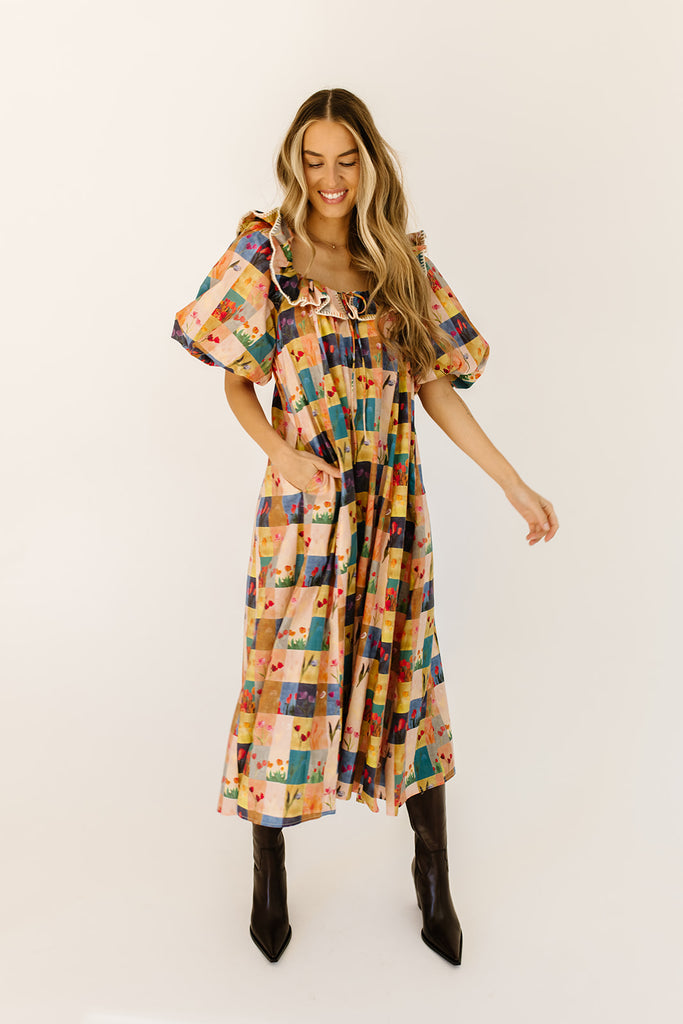 good luck puff sleeve dress // patchwork *zoco exclusive*