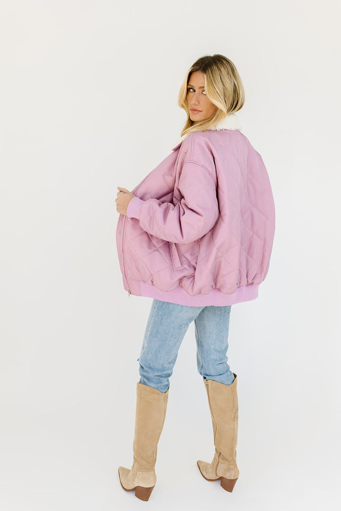 orchid quilted coat