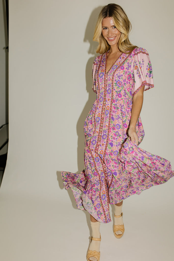 rita floral maxi dress // pink