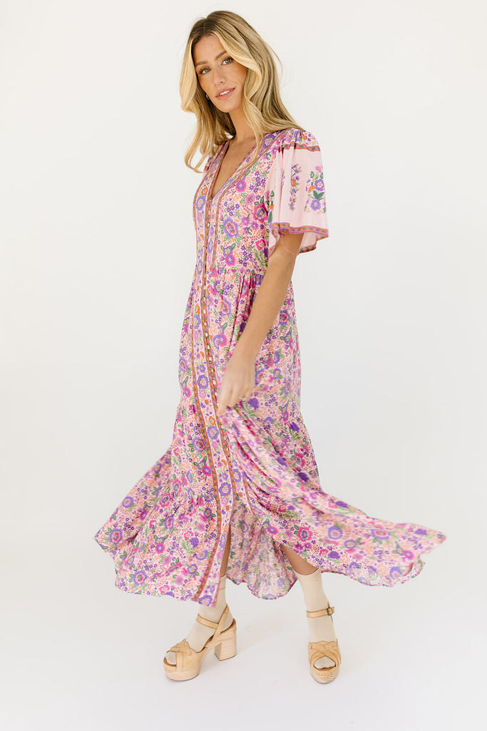 rita floral maxi dress // pink