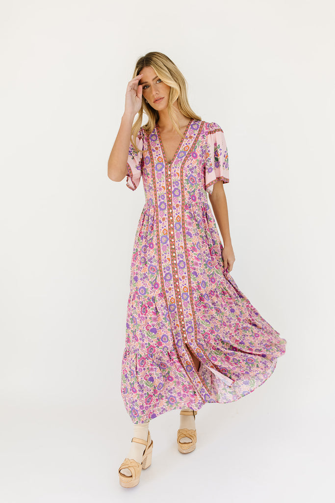 rita floral maxi dress // pink