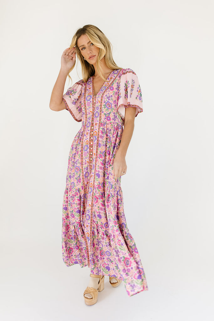 rita floral maxi dress // pink