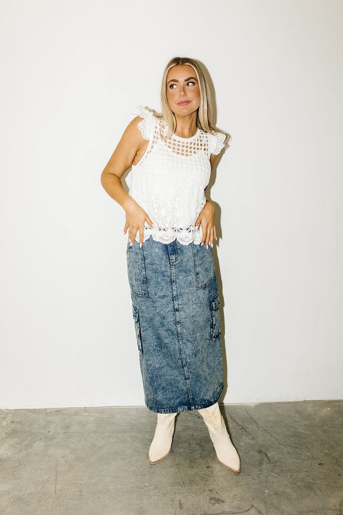 gerri denim midi skirt