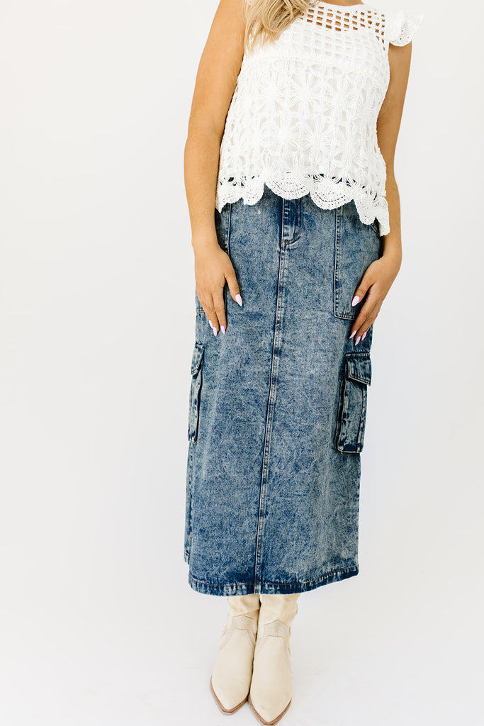 gerri denim midi skirt