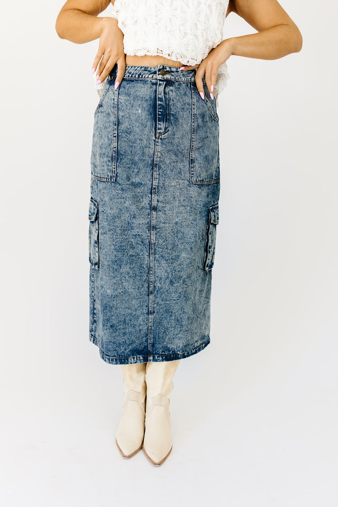 gerri denim midi skirt