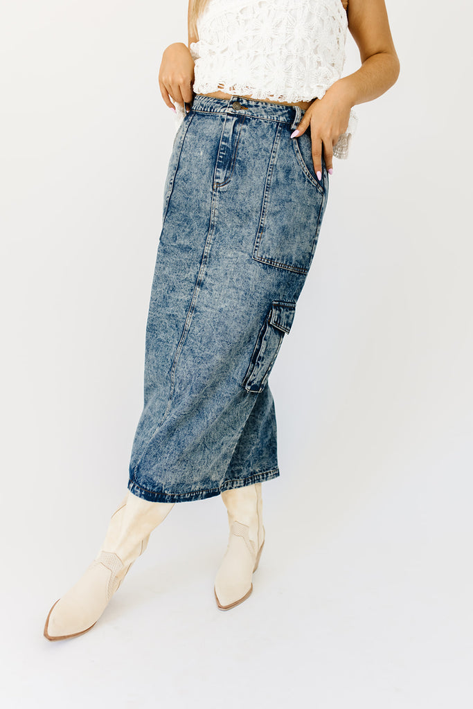 gerri denim midi skirt