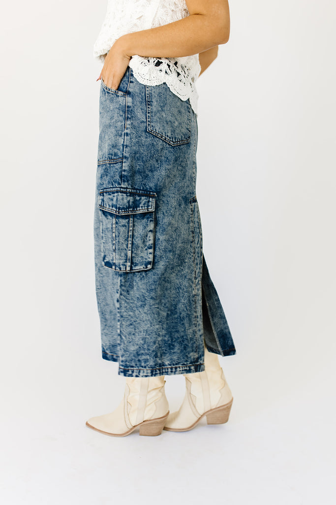 gerri denim midi skirt