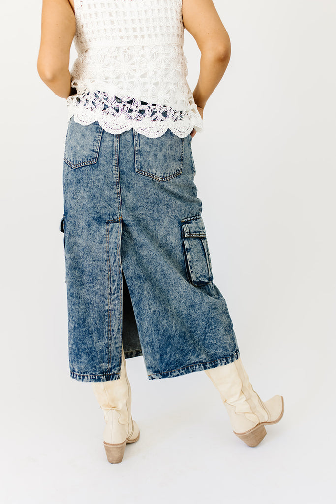 gerri denim midi skirt