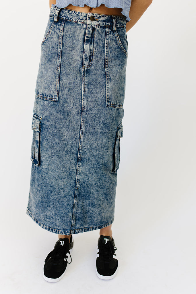 gerri denim midi skirt