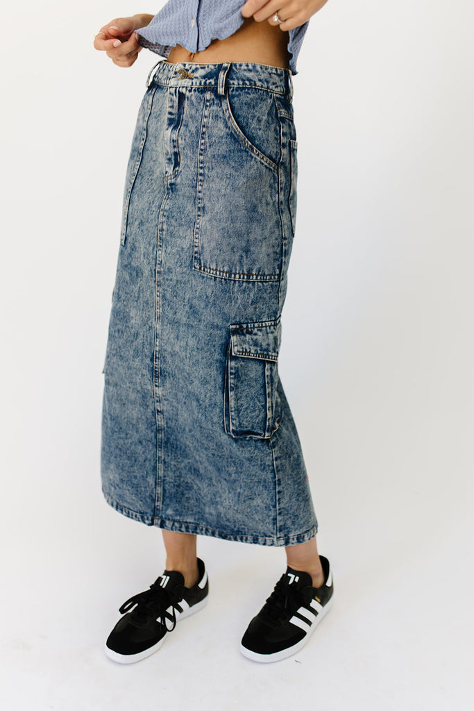 gerri denim midi skirt