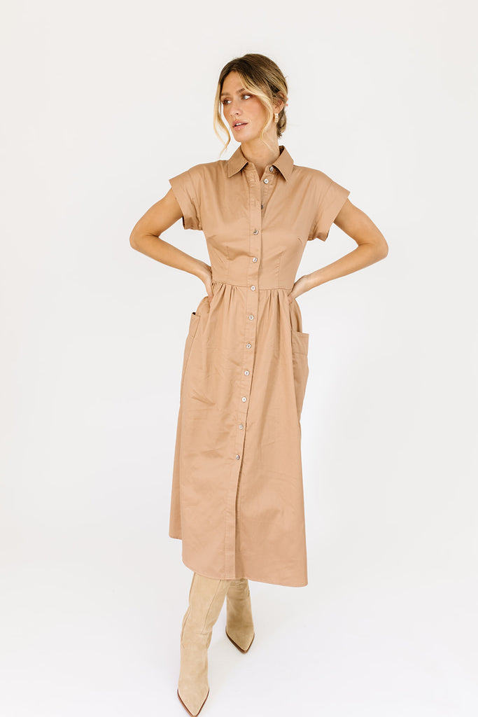 mindy collared midi dress